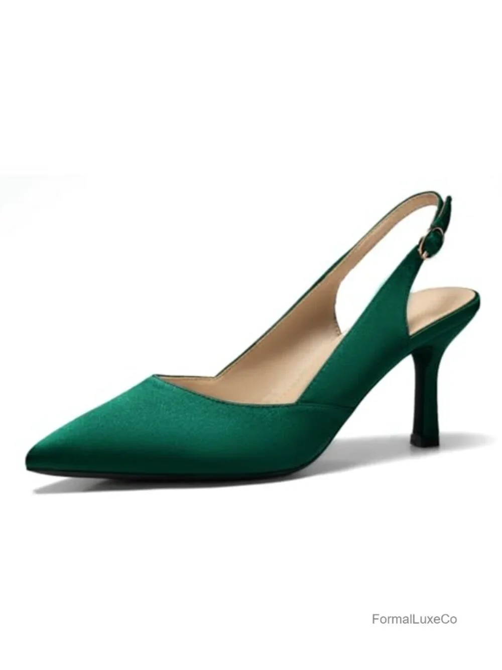 Slingback Kitten Heels Closed Pointed Toe Pumps Wedding Dress Shoes
